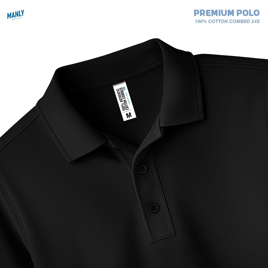 MANLY Kaos Kerah Premium Polo Shirt Pria - Hitam
