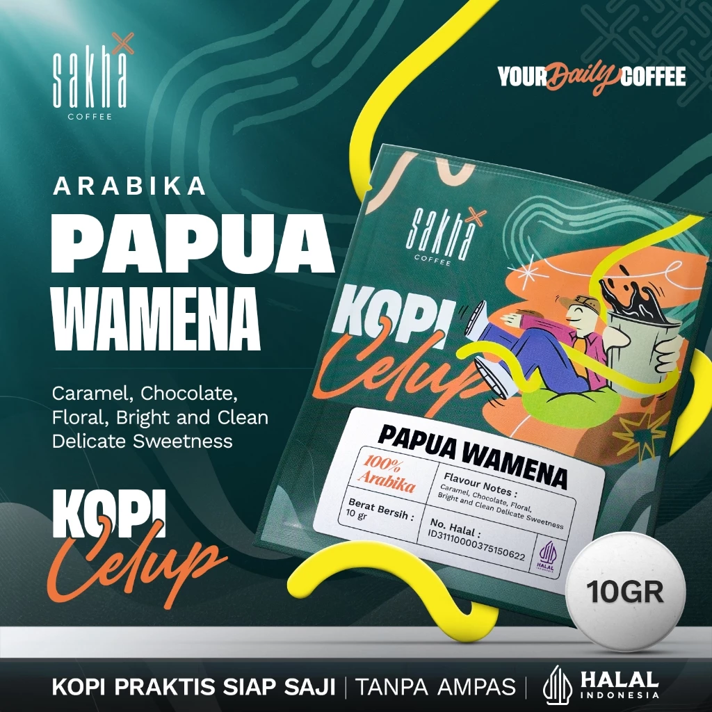Kopi Sachet Celup Arabika Papua Wamena Coffee Saset Murni Tanpa Ampas