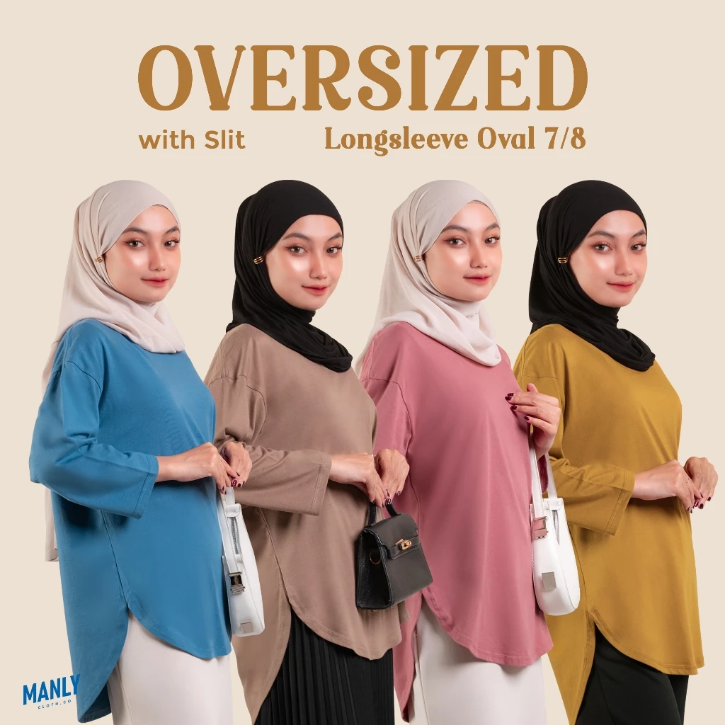 [ TERVIRAL ] KAOS WANITA POLOS MODEL OVAL HIJAB FRIENDLY JUMBO LENGAN PANJANG BAWAHAN OVAL