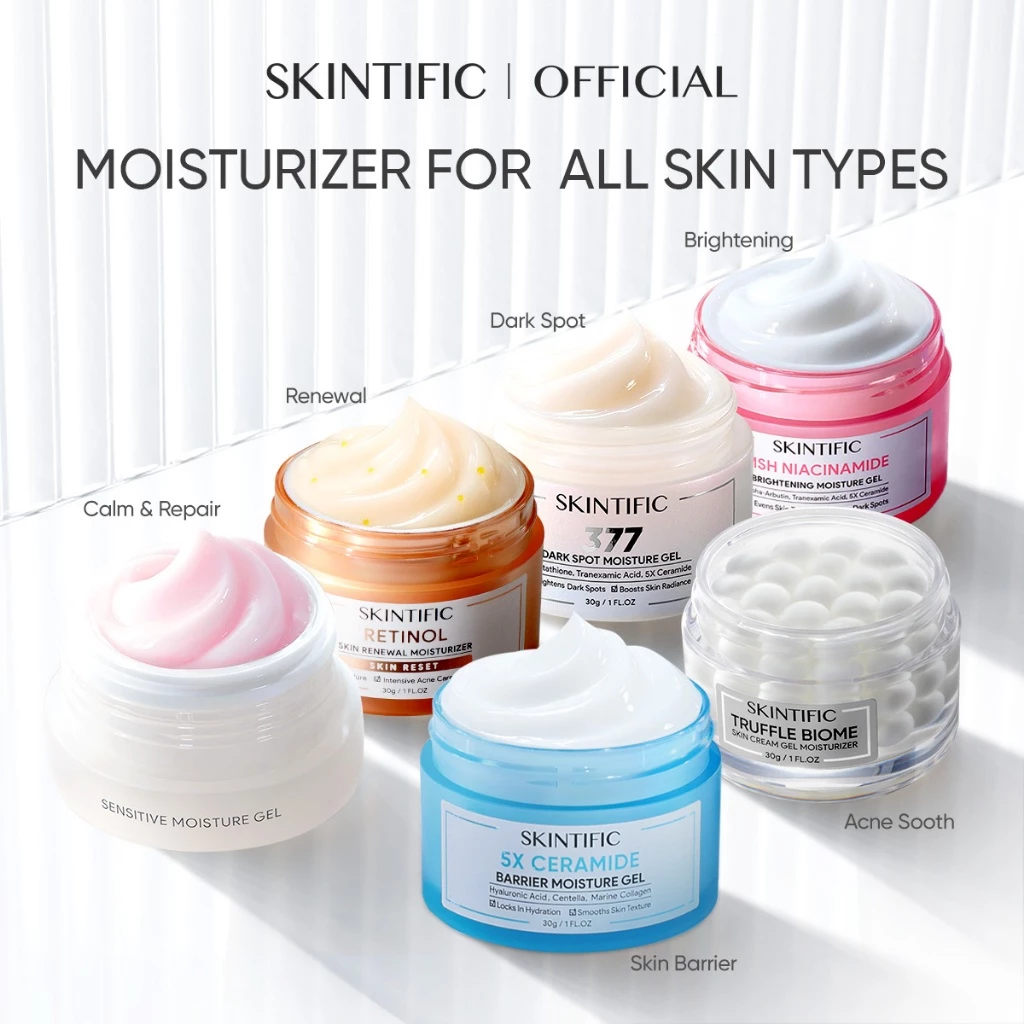 SKINTIFIC - Gel Moisturizer Series | 5X Ceramide Barrier MSH Niacinamide Brightening Cream Alpha Arbutin | 377 Dark Spot Solution Glutathione | Retinol Skin Renewal Anti-Aging Cream |