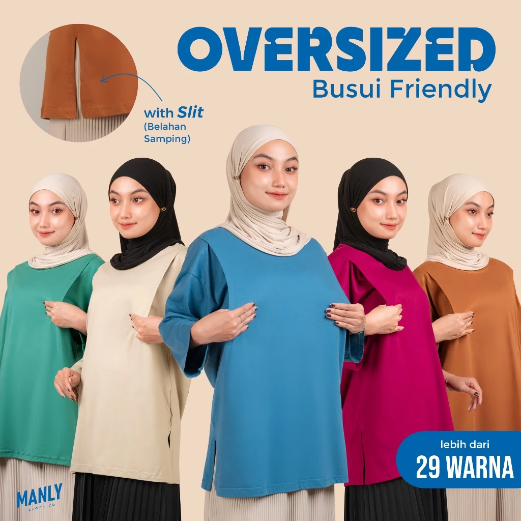 BUSUI FRIENDLY Kaos Oversize Busui & NonBusui Hijab Friendly Lengan 7/8 with High Slit Anti Nerawang
