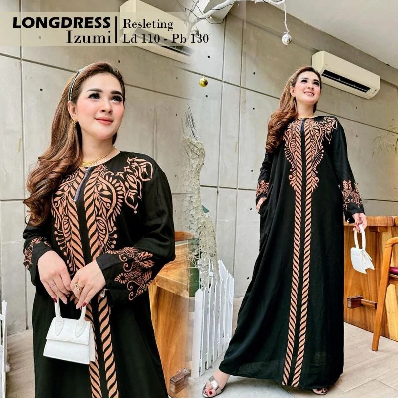 Daster Lengan Panjang Rayon/Longdres Resleting jepang Busui
