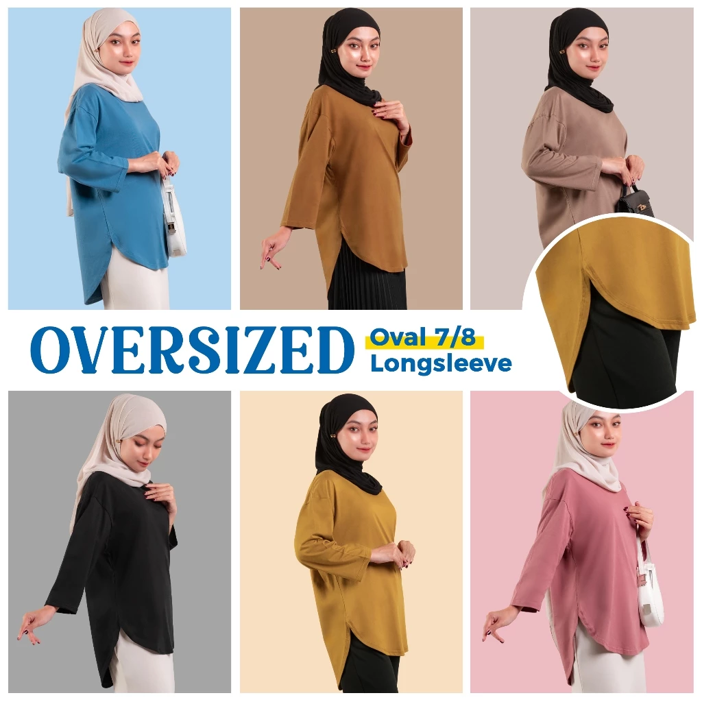 Kaos Wanita OVAL LENGAN PANJANG 7/8 HIJAB FRIENDLY ANTI NERAWANG
