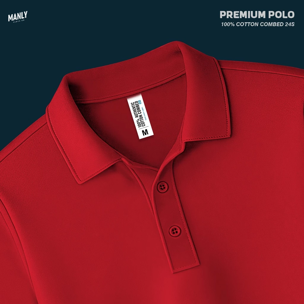 MANLY Kaos Kerah Premium Polo Shirt Pria - Merah