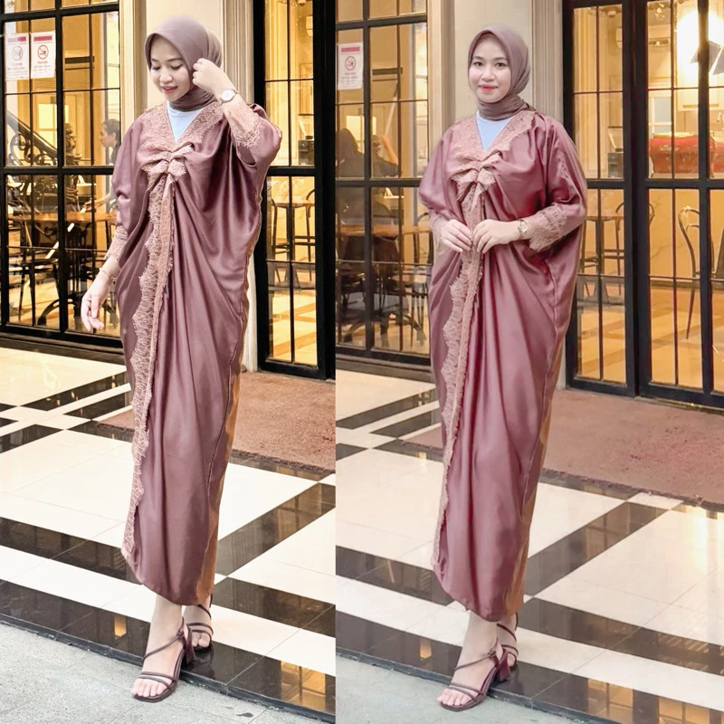 BYLOOKS Kaftan arayya kaftan lebaran renda brukat satin silk Kaftan lebaran mewah termurahhhhh Kafta
