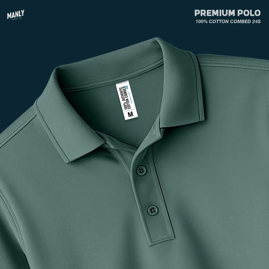 MANLY Kaos Kerah Premium Polo Shirt Pria - Dusty Green