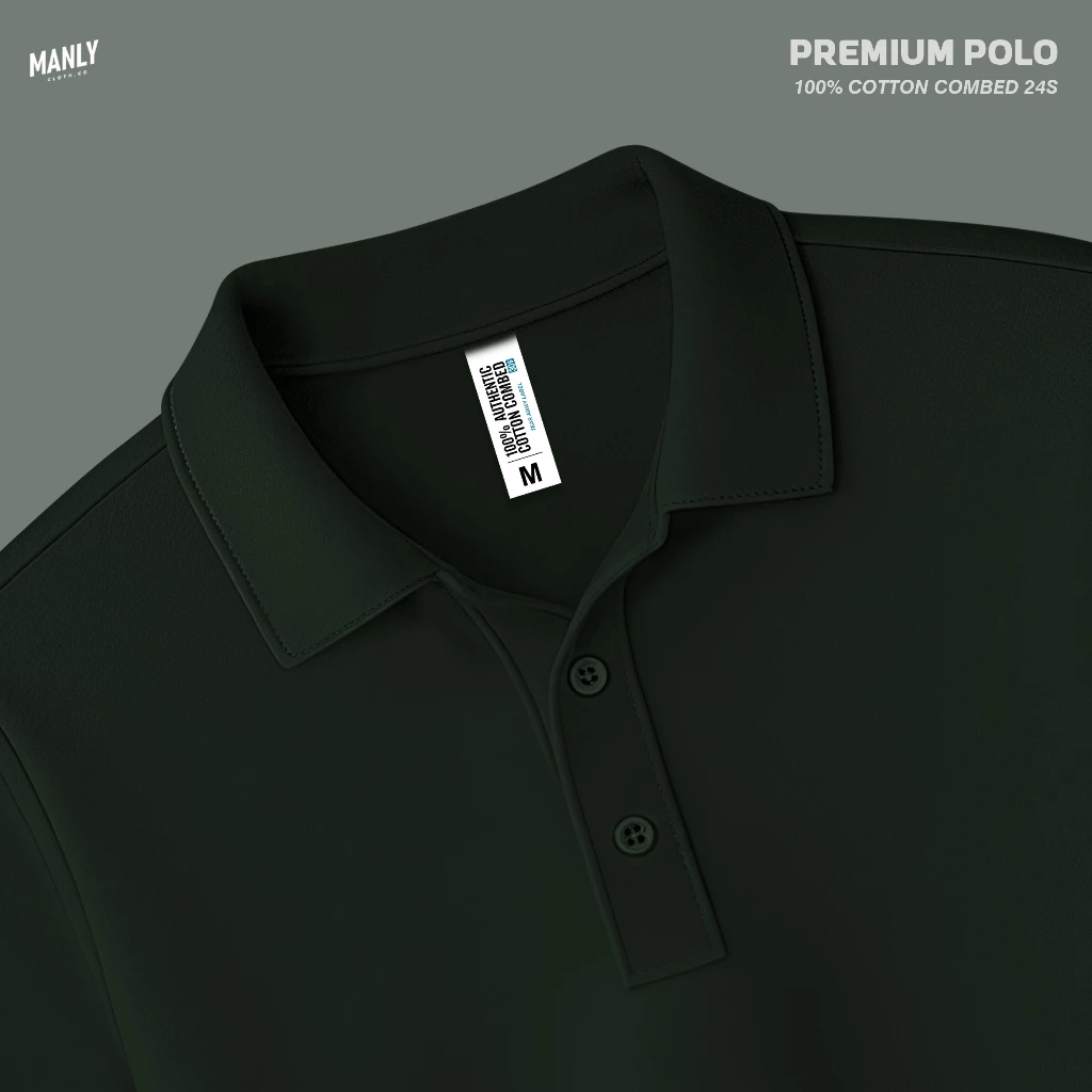 MANLY Kaos Kerah Premium Polo Shirt Pria - Hijau Army