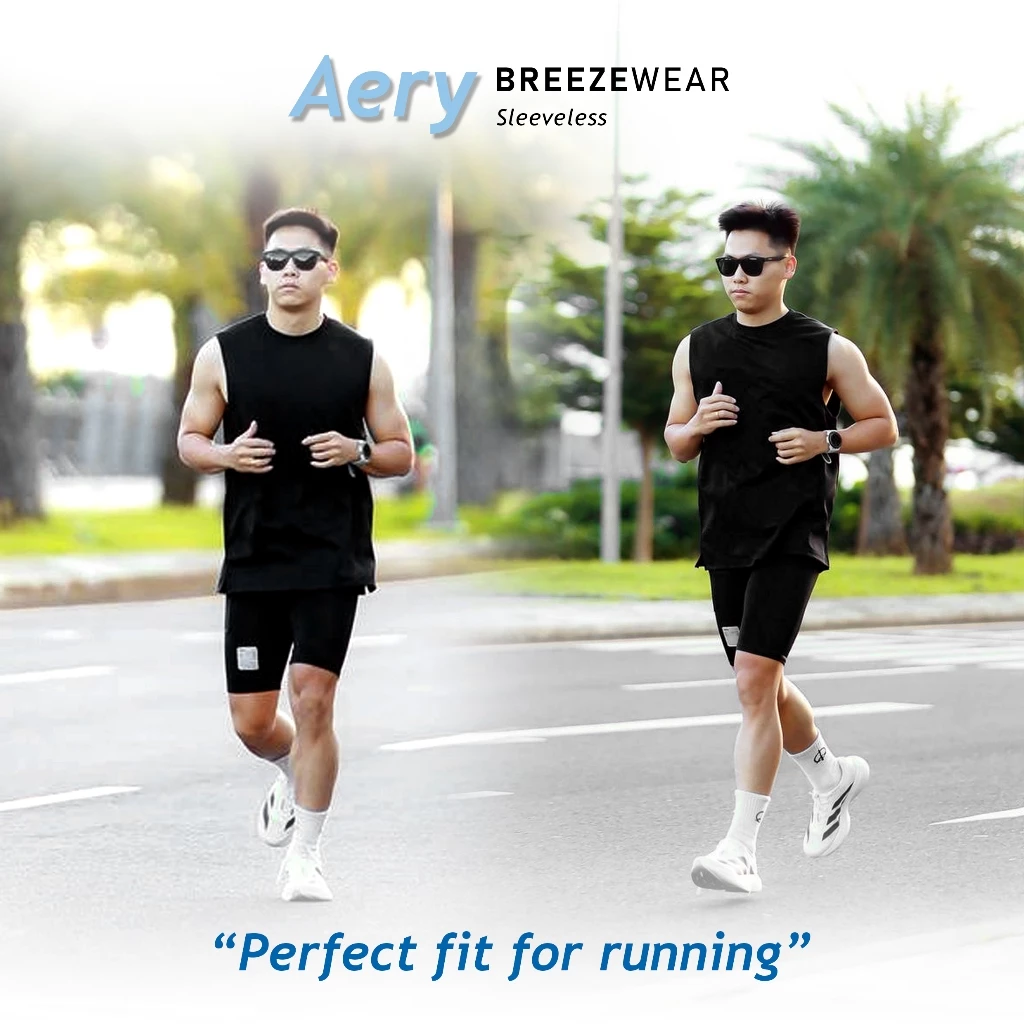 Manly Aery Sleeveless T-Shirt BreezeWear Quick Dry Tech Kaos Singlet Olahraga Gym Running