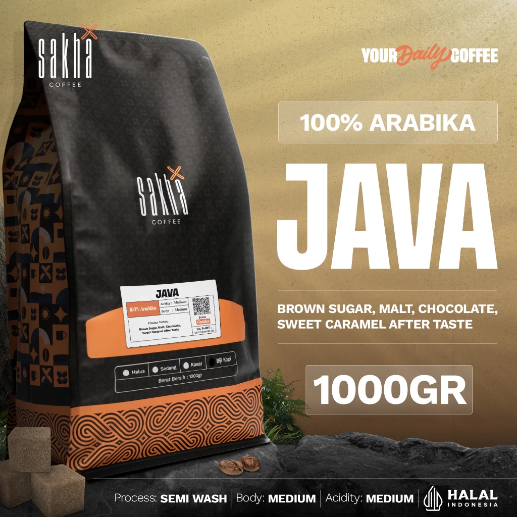 Sakha Coffee Biji Kopi Bubuk Arabika Jawa Java Arabica Coffee Roast Beans 1Kg Sakha Coffe Roastery