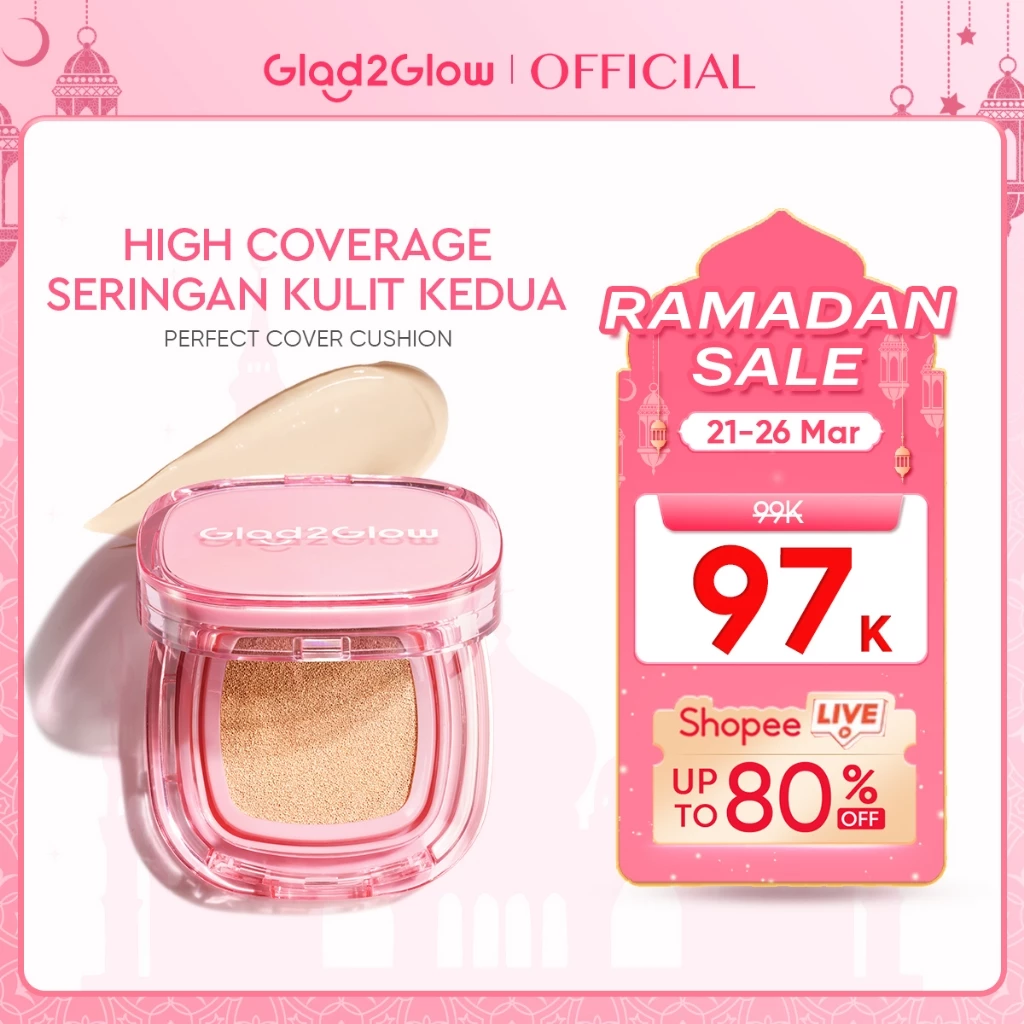 Glad2Glow Perfect Cover Cushion foundation setting Tahan air anti pengelupasan efek matte pengaturan tahan lama highlighter bantalan udara tanpa pori melembabkan dan melindungi