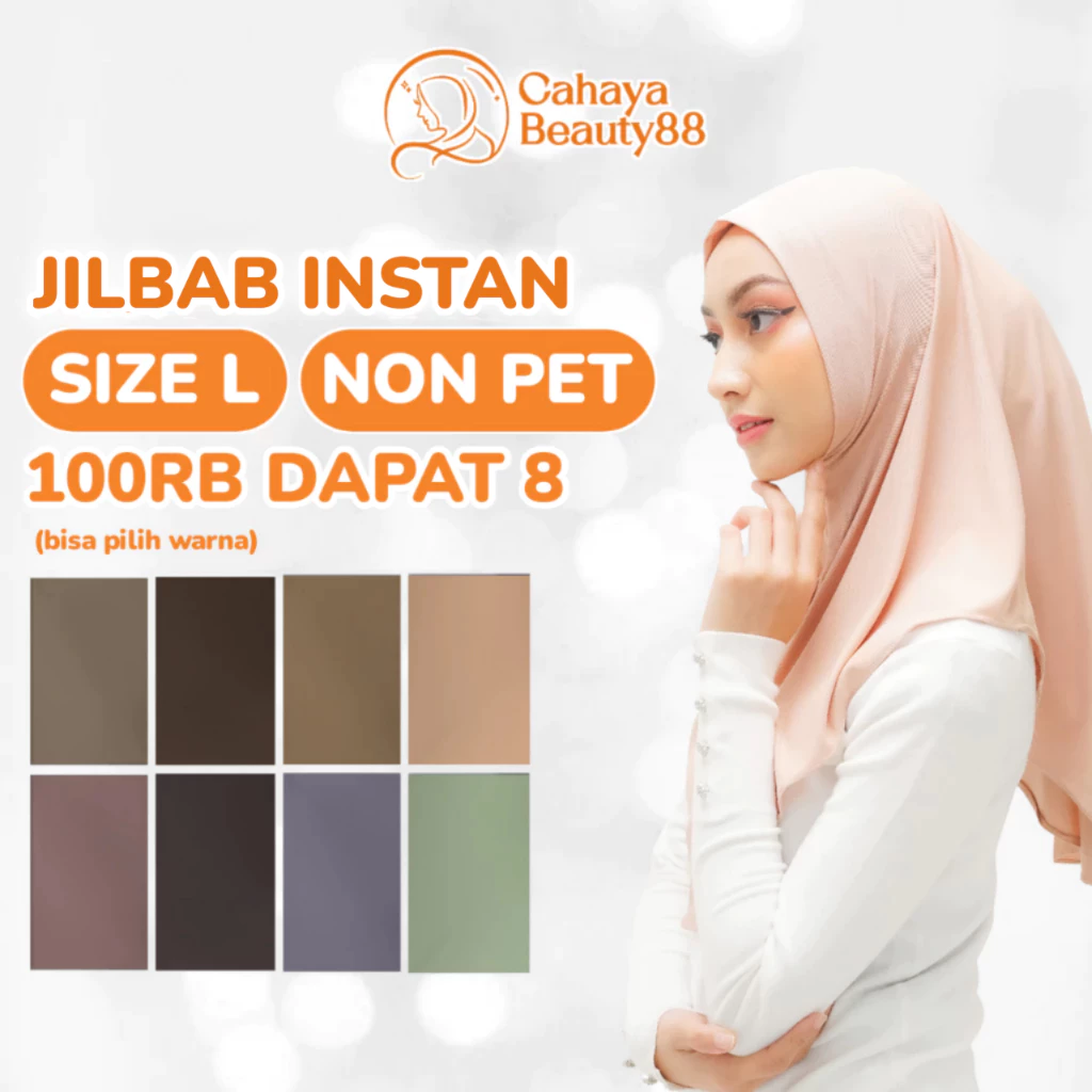 (100Rb Isi 8) Jilbab Instan Kerudung Hijab Bergo Sport Non Ped Size L - Warna Lengkap