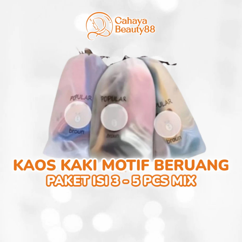 (30Rb Isi 15 Pasang) Kaos Kaki Pendek Motif Bear Mix