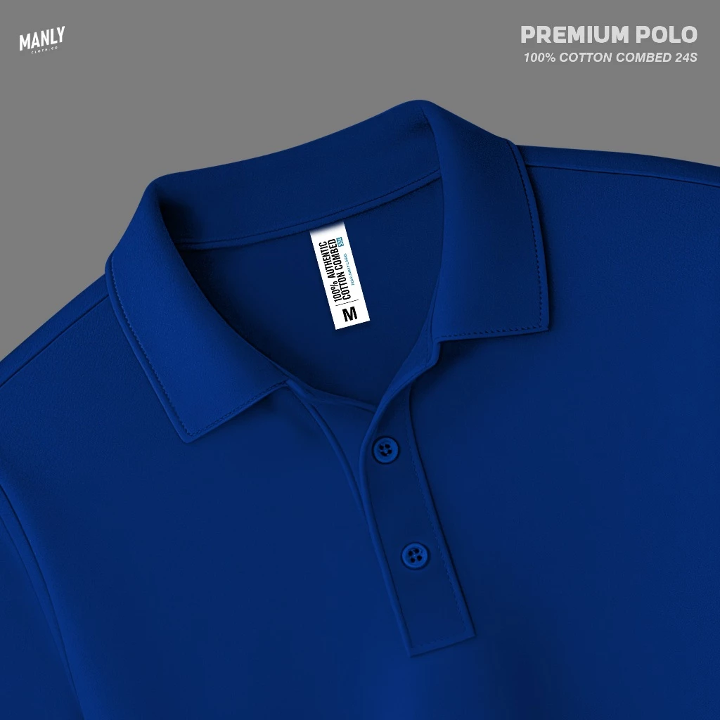 MANLY Kaos Kerah Premium Polo Shirt Pria - Biru Benhur