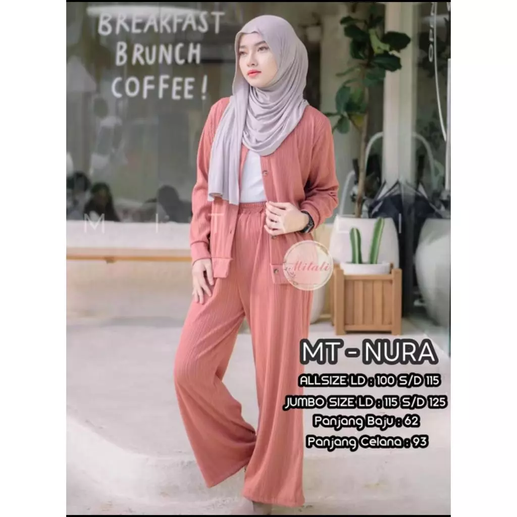 D - Promo BUY 1 GET 1 Paket Oneset Nura Variasi Kemeja Kancing Condru Knit