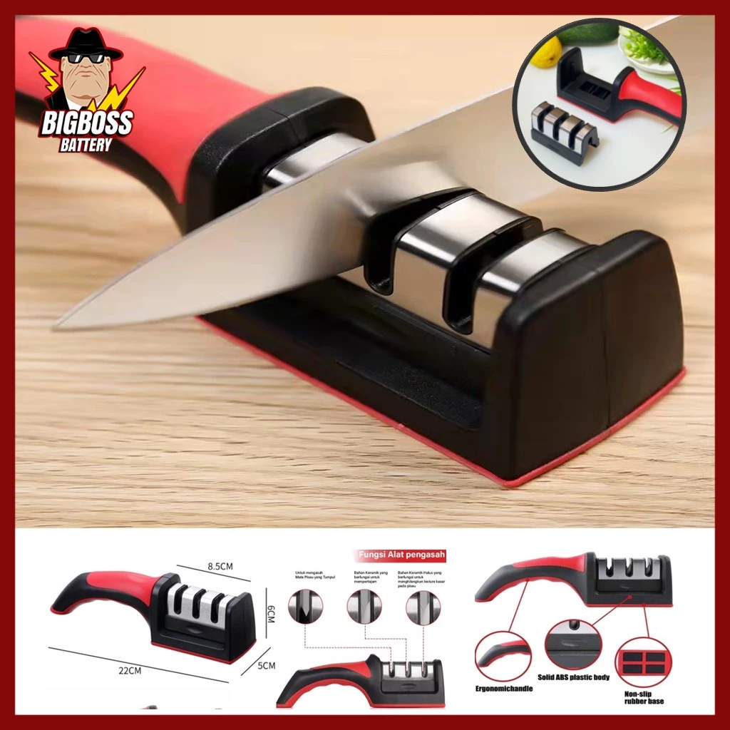 Alat Pengasah Pisau 3in1 Knife Sharpener Penajam Pisau Super Tiga Step 3 in 1 Praktis