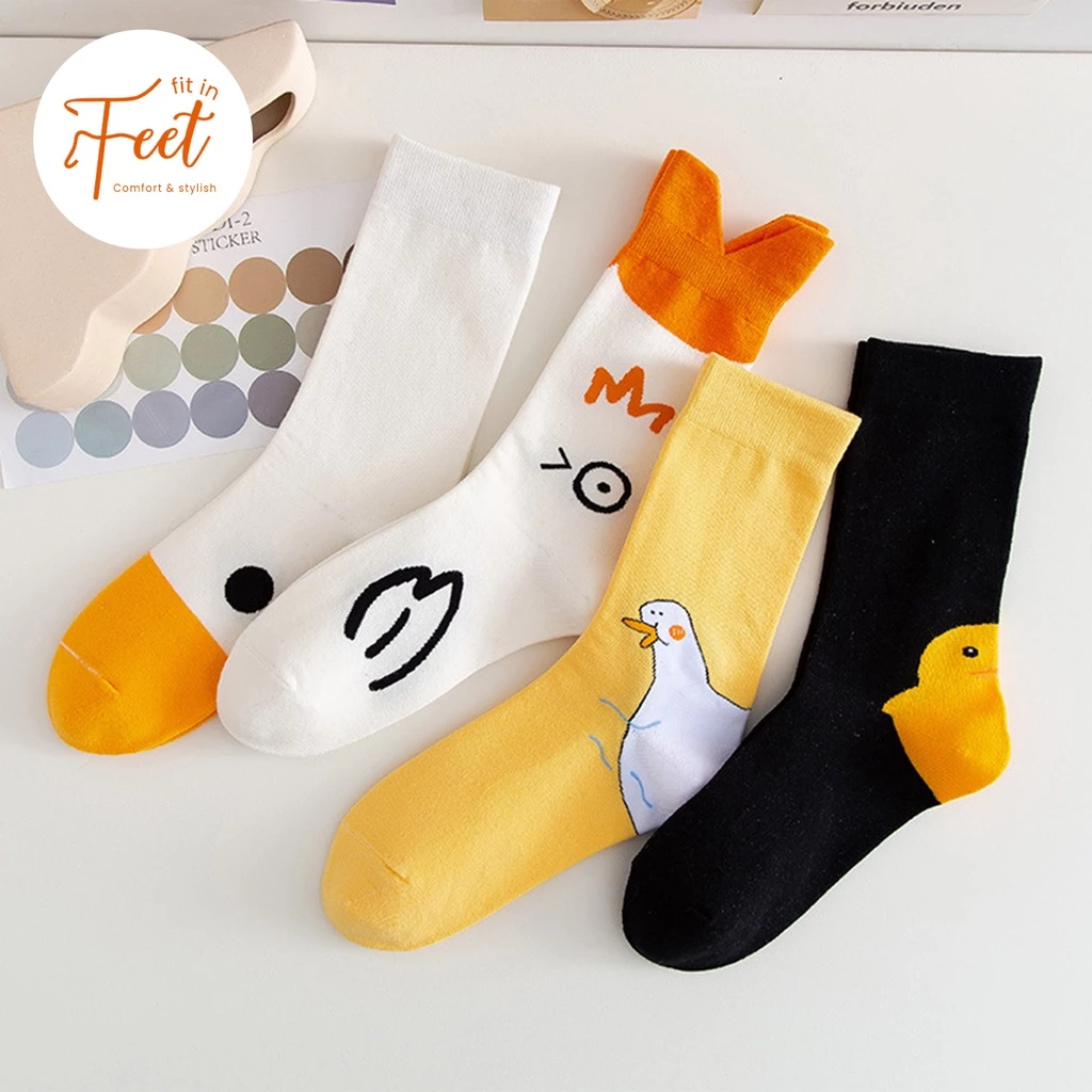 FIT IN FEET - CASUAL MID ANKLE SOCKS - DUCKS / Kaos Kaki Motif Bebek Panjang Pendek