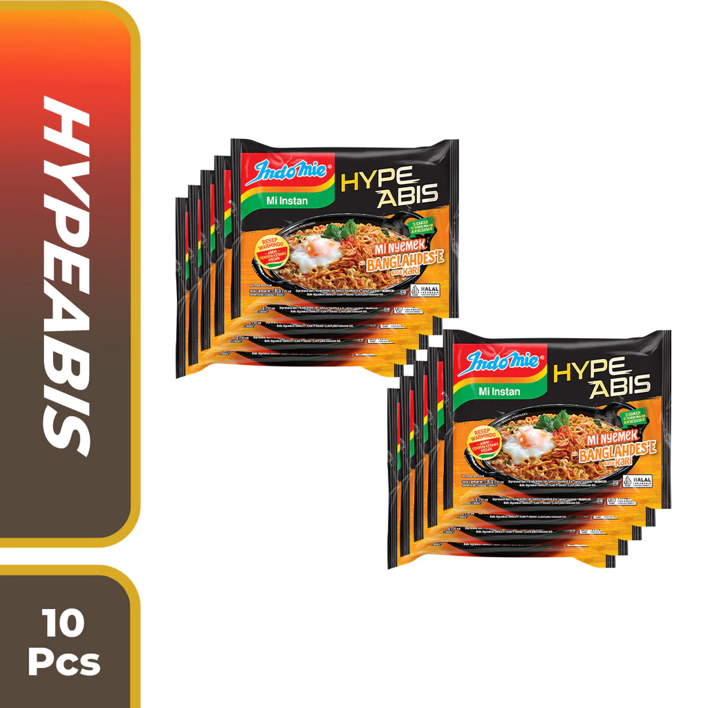 10 PCS - Indomie Hypeabis Mie Nyemek Banglahdes'e Rasa Kari 80gr