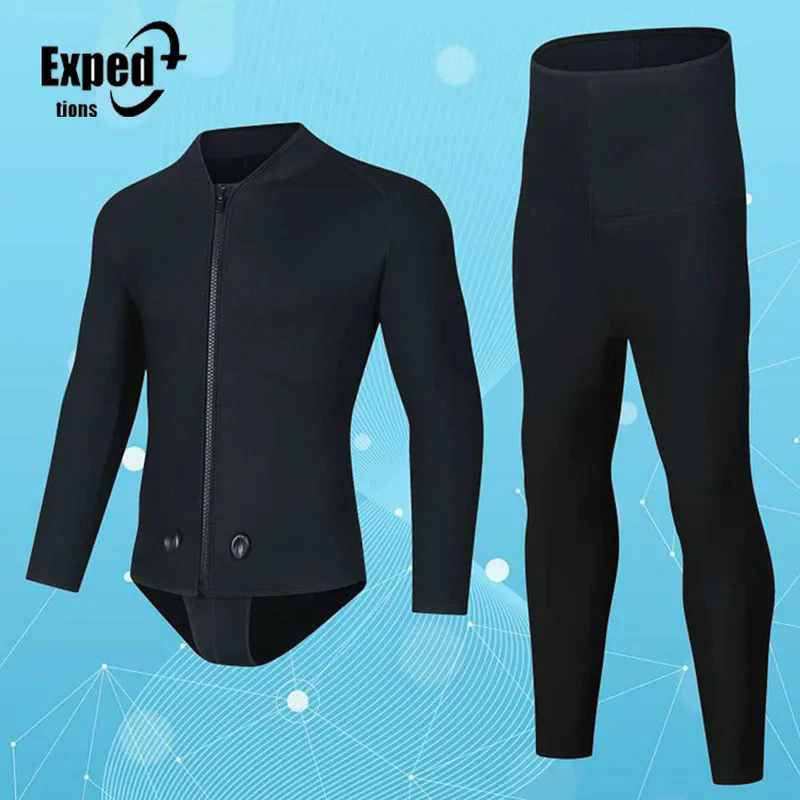 Jaket Wetsuit Pria Neoprene 3MM Jaket Wetsuit Celana Selancar Snorkeling Selam Scuba Pria Pakaian Spearfishing Bawah Air Peralatan Kitesurf