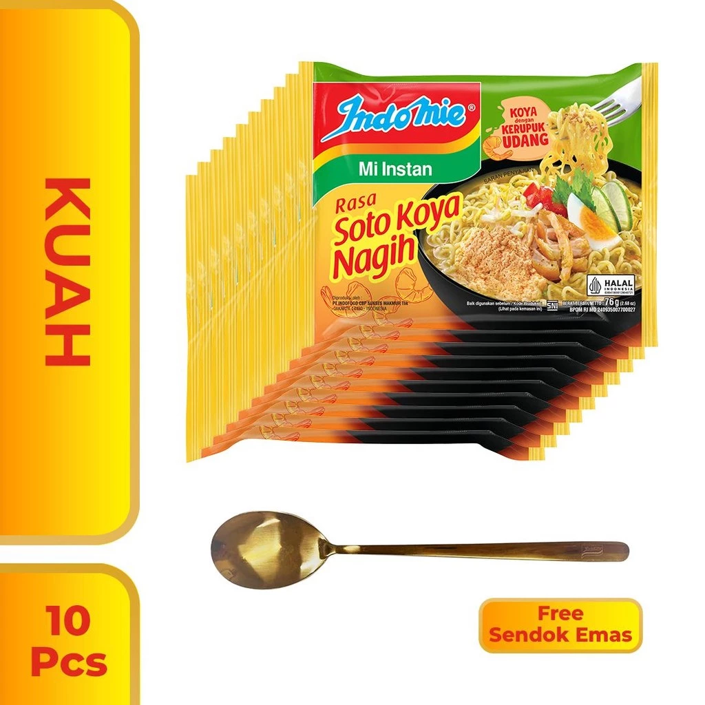 10 Pcs Indomie Soto Koya Nagih Free Sendok Emas
