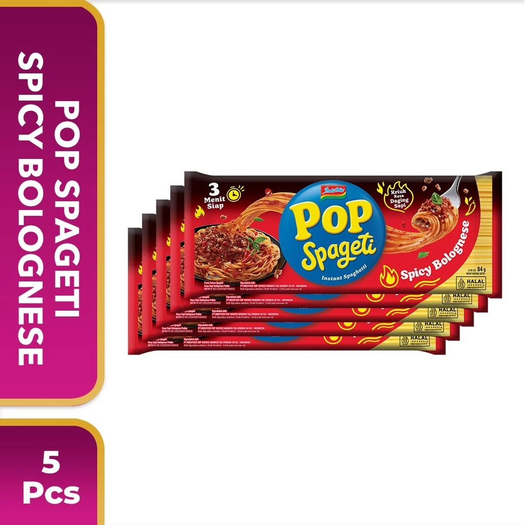 5 PCS - Pop Spageti Spicy Bolognese 84 Gr