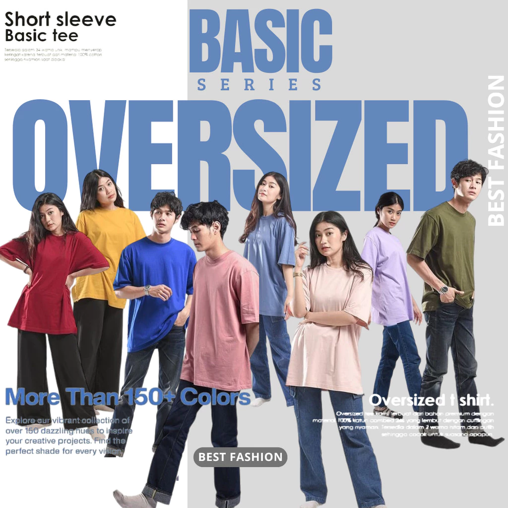 Kaos Polos Cotton 32s Oversize Pria Wanita