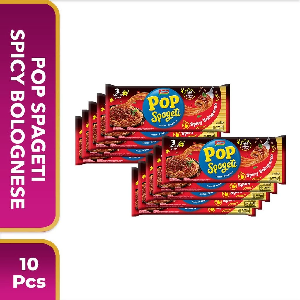 10 PCS - Pop Spageti Spicy Bolognese 84 Gr