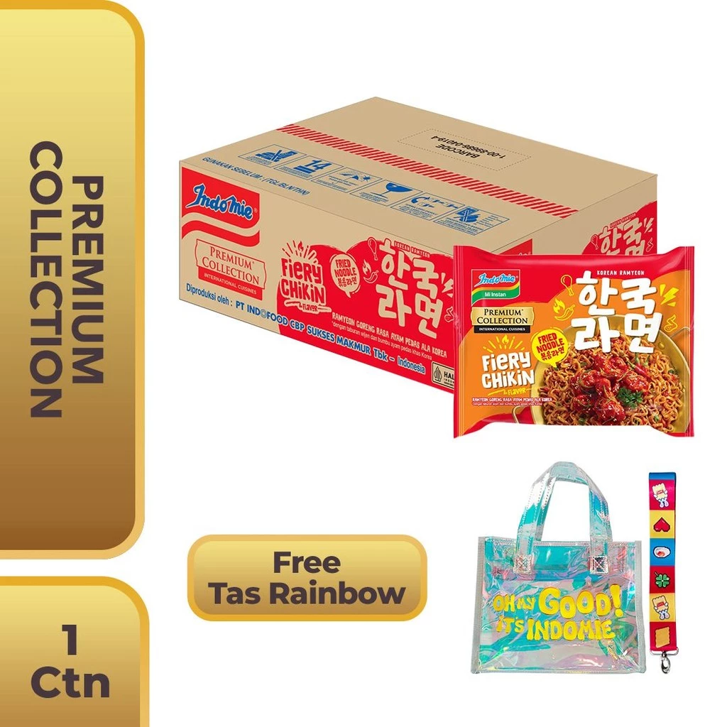 1 Dus isi 20 Pcs - Indomie Korean Fiery Chickin + Free Rainbow Bag
