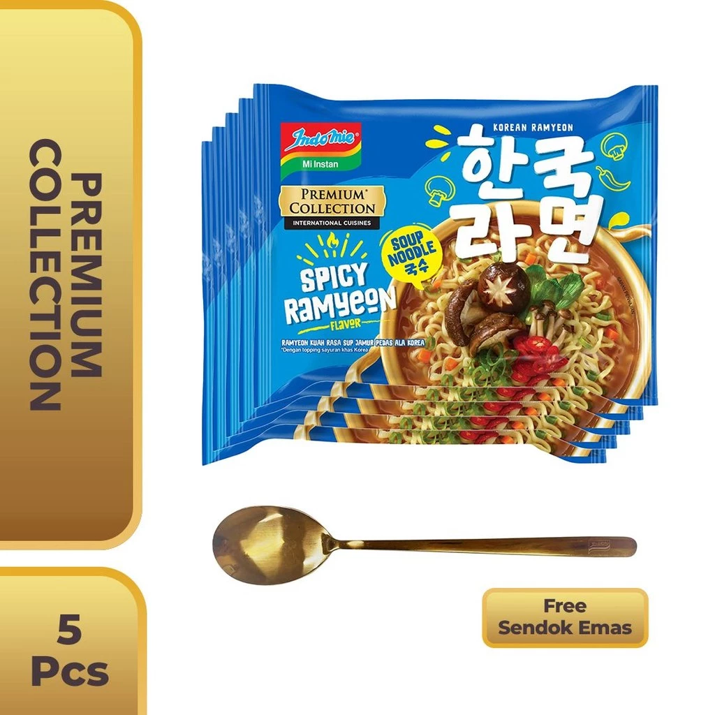 5 Pcs - Indomie Korean Spicy Ramyeon Free Sendok Emas