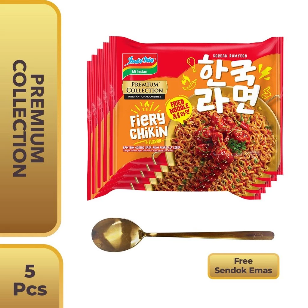 5 Pcs - Indomie Korean Fiery Chickin Free Sendok Emas