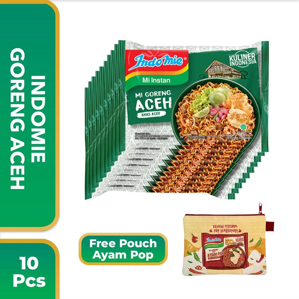 10 Pcs - Indomie Mie Goreng Aceh Free Pouch Ayam Pop